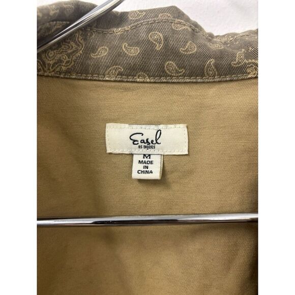 Womens Easel Paisley Patchwork Denim Jacket Taupe Size Medium - Picture 3 of 6